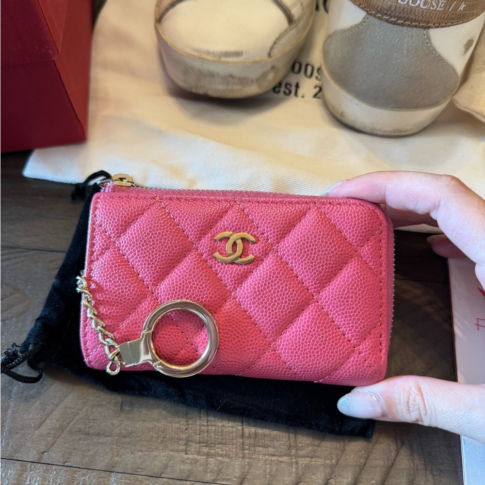 SOLD Chanel Pink Caviar Zipped Key Holder